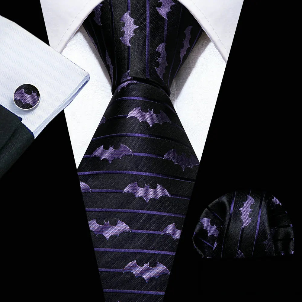 Male Gift Men Tie Set Purple Violet Solid Paisley Striped Wedding Business Tie for Man Necktie Handky Cufflinks Barry.Wang