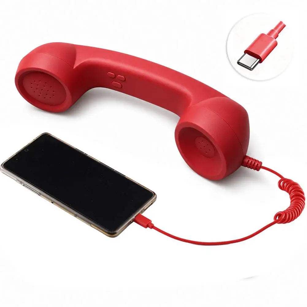 Retro Telephone Handset Receiver Type C 3.5mm Direct Plug Handheld For Mobile Phones PC Computer
