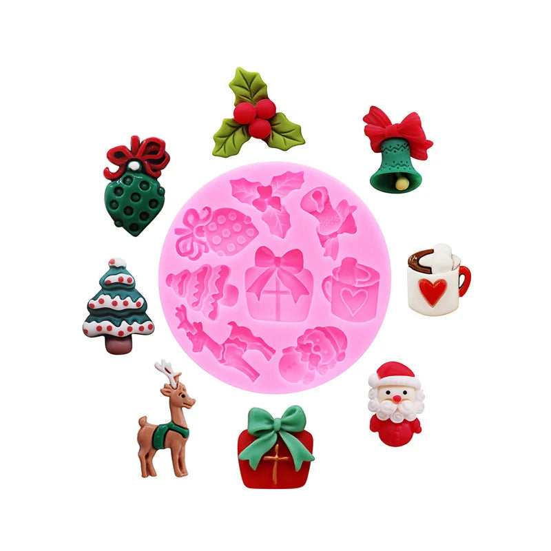 Christmas Series Bells Christmas Tree Snowman Snowhouse Chocolate Cake Silicone Mould DIY Resin Jewellery Accessories Drop Mold