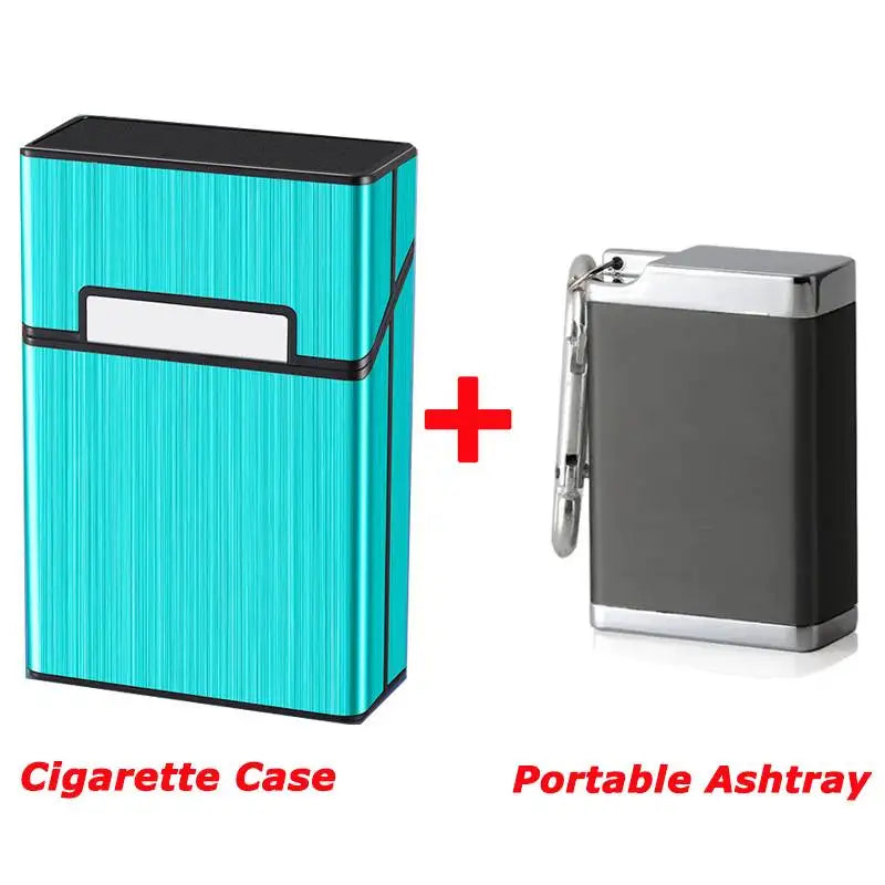 Portable Cigarette Case Metal Smoking Cigarette Box 20pcs Capacity Tobacco Holder Cigarettes Pack Cover Storage Box Men's Gadget