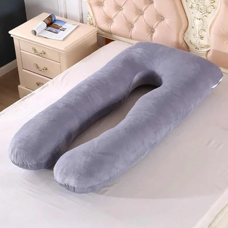 140x70cm 3000g 6.6lb Soft Pregnant Pillow U Type Lumbar Pillow Multi Function Side Protect Cushion for Pregnancy Women Velvet