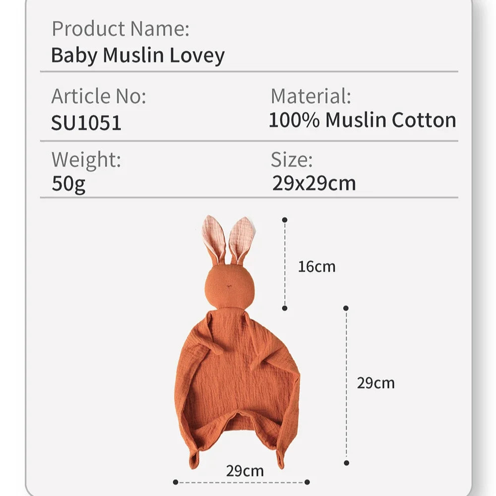 Baby Soothing Towel 100% Cotton Infant Animal Cartoon Handkerchief Rabbit Type Kids Sleep-help Toy Gauze Appease Sleep Aid Doll