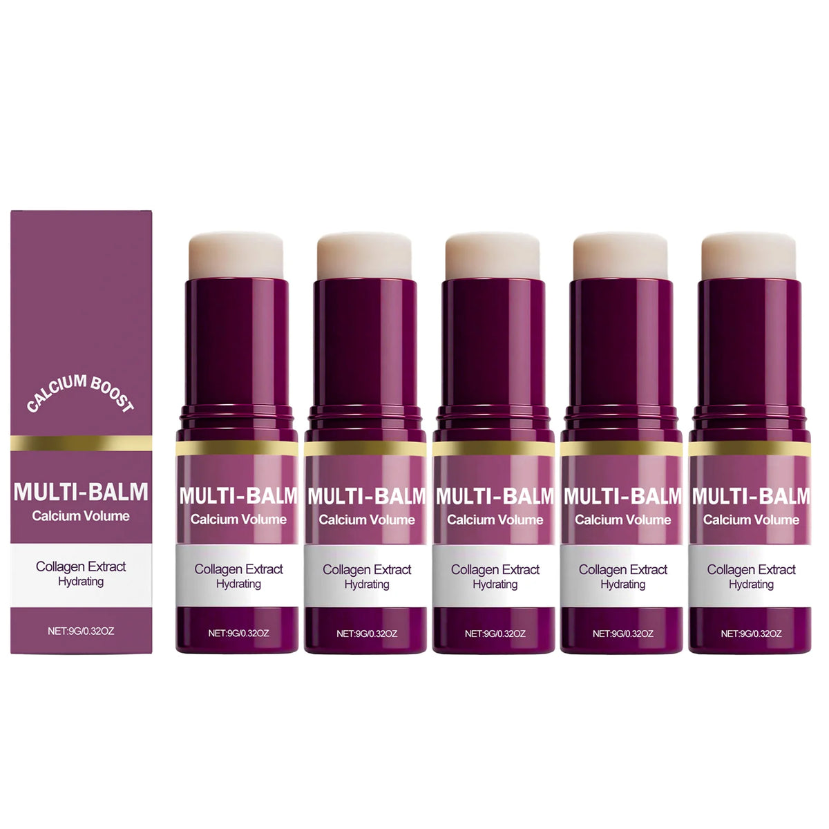 Calcium Boost Collagen Multi Balm Hydrating Moisturizing Stick for Lips Eyes Face Neck Portable Daily Skin Care Balm Stick