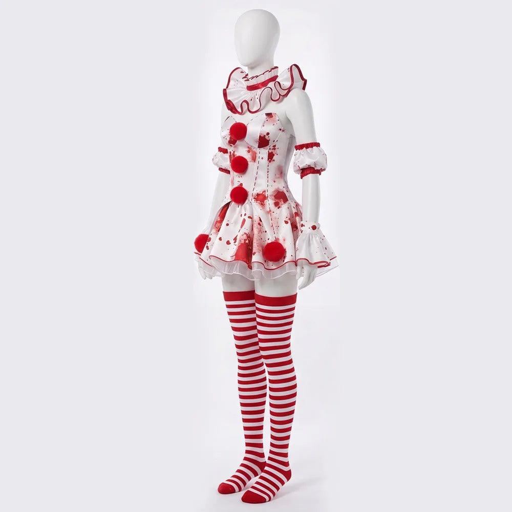 Halloween Scary Clown Dress Cosplay Costume Horror Joker Outfit For Themed Party Gathering Role Play