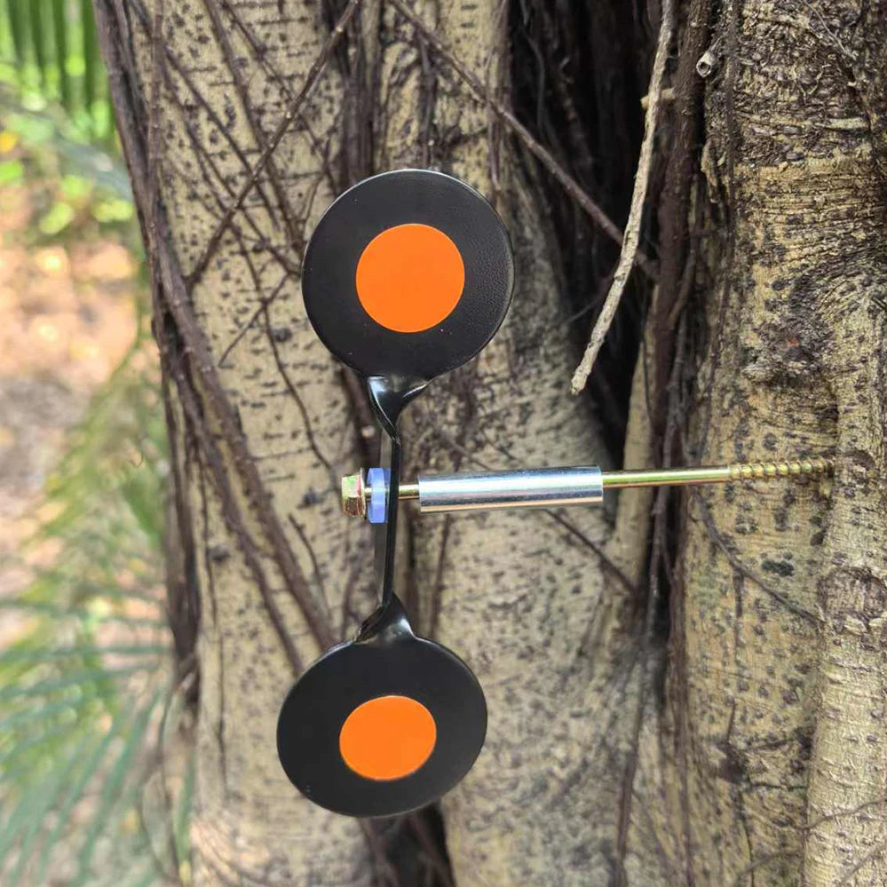 Thickened 3mm Indoor and Outdoor Slingshot Shooting Practice Double-Headed Round Target 360-Degree Rotating Steel Shooting Targe