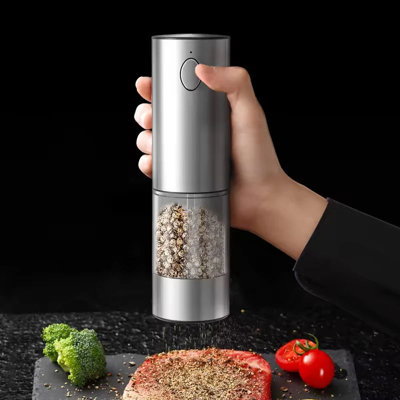 1/2pcs Automatic Pepper Grinder Salt And Pepper Grinder USB Rechargeable Adjustable Coarseness Spice Mill for Kitchen Tool