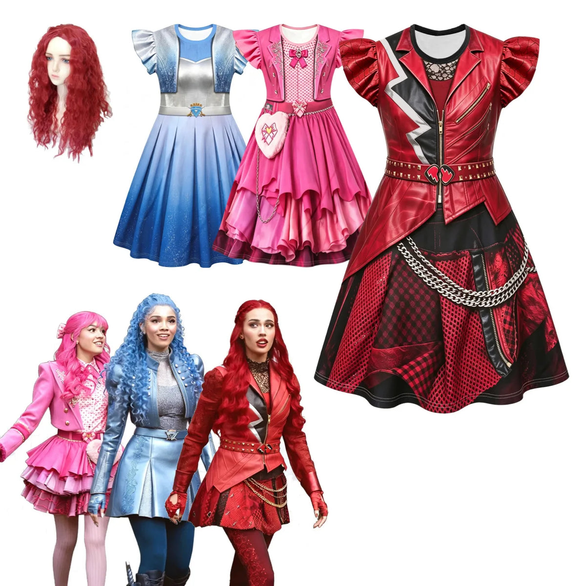 Halloween Descendants5 Costume Mal Costume Girls Evie Cosplay Costume Childs Fantasia Halloween Cloth Birthday Party Fancy Dress