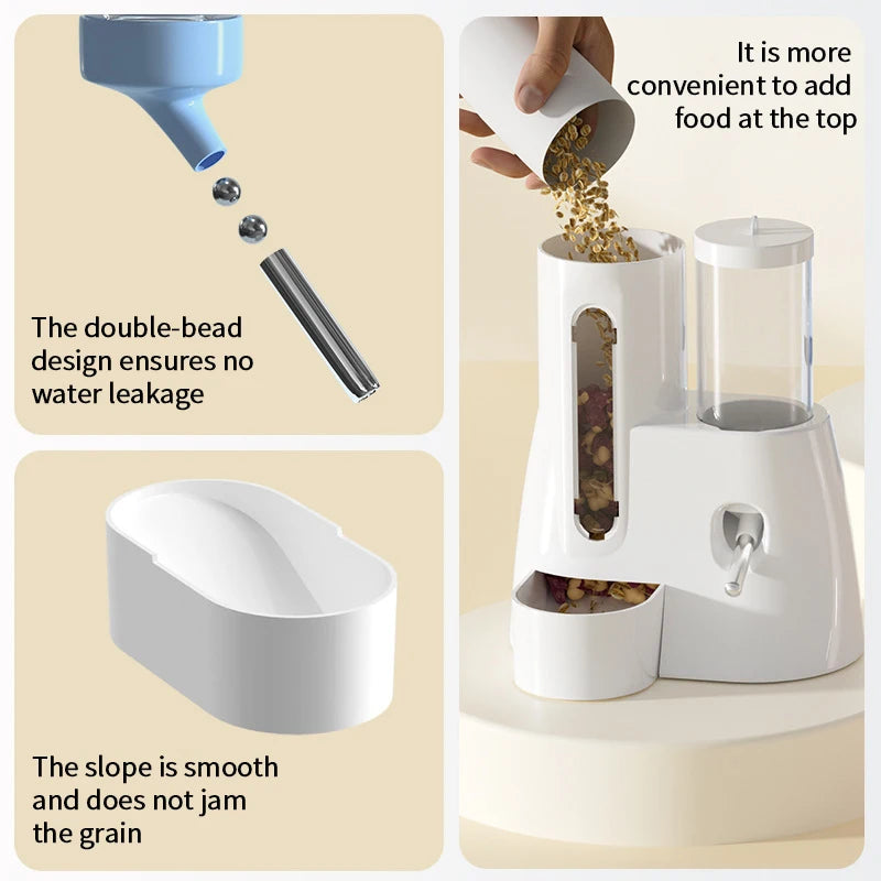 Hamster Water Feeder Small Animal Automatic Dispenser Drinking Water Bottle Bowls Dish with Food Container for Guinea Pig Rat