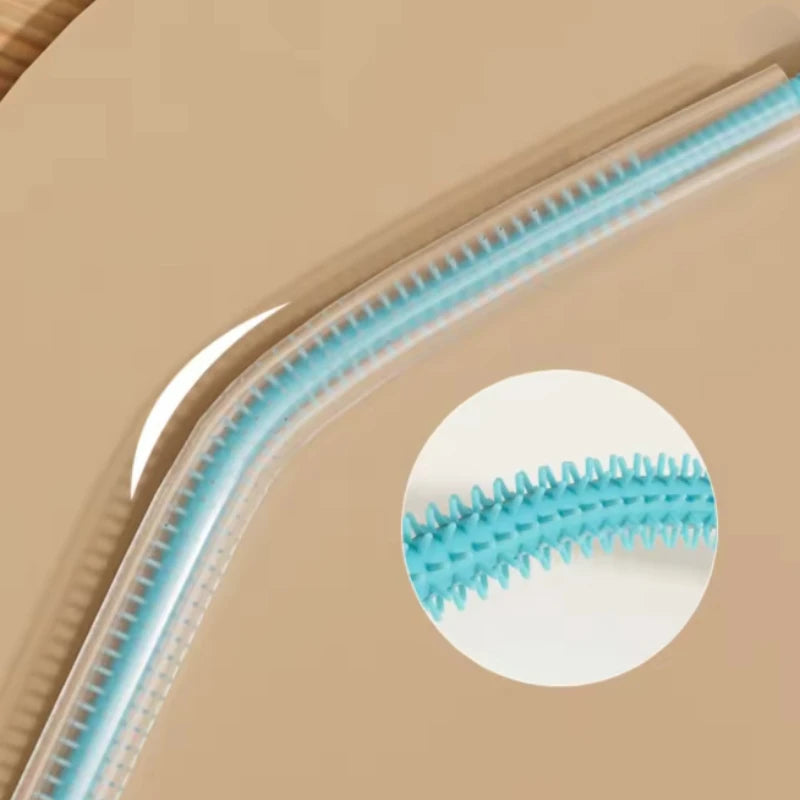 Silicone Wash Cup Brush with Long Handle, Reusable Silicone Straw Cleaning Kit, 6mm Diameter, Bendable Soft Pipe/Tube Cleaning