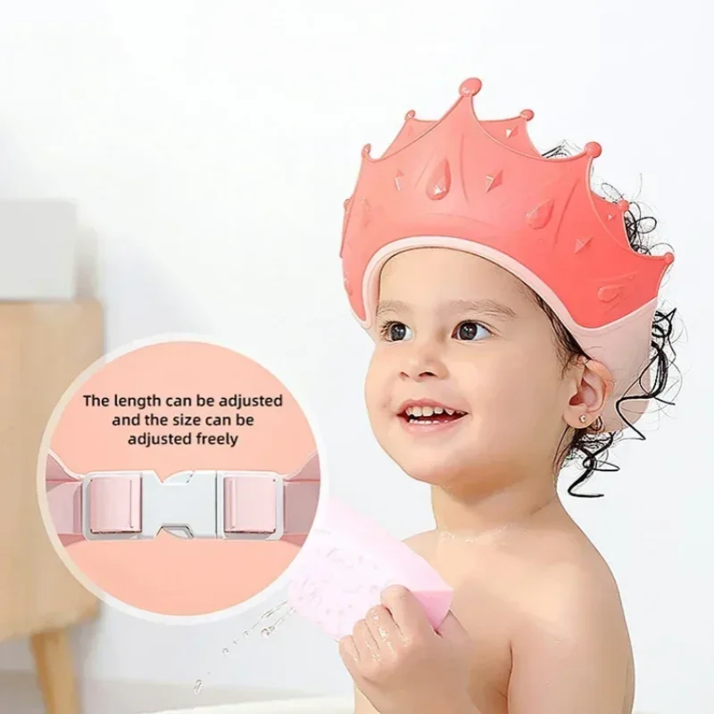 Baby Bath Cap Infant Ear Protection Kids Shampoo Shield Bath Head Cover Baby Shower Cap Adjustable Hair Wash Hat