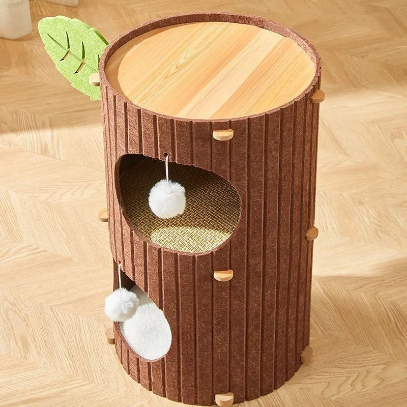 Multi-layer Felt Cat House Multi-function Tree Stump Cat House Wear-resistant Cat Scratching Board Pet Supplies Pet Furniture
