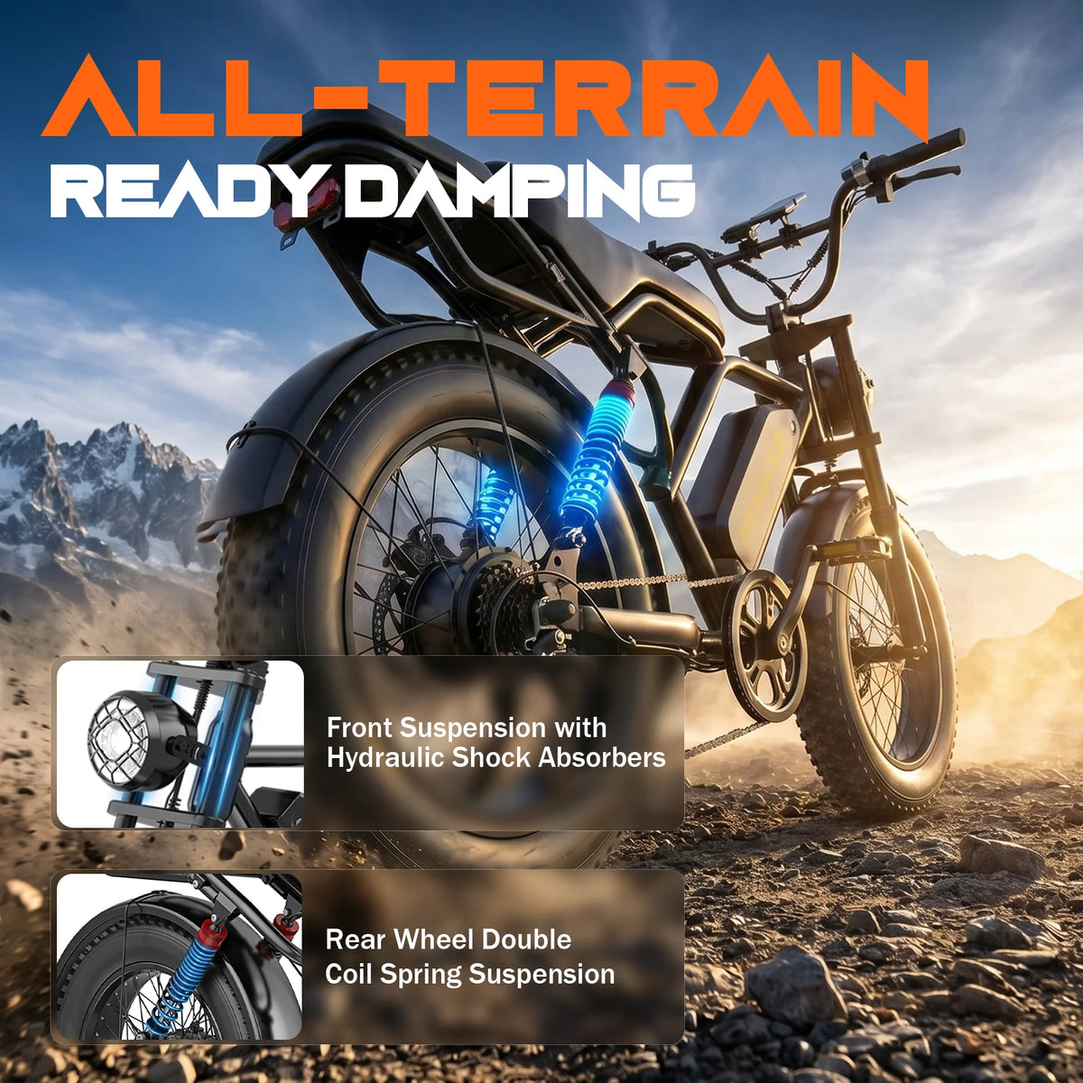 HEADEER BK20 Electric Bike 48V20Ah Lithium Battery, Max Range 80Km, 20" Off-Road Fat Tires All‑terrain E-Bike with APP