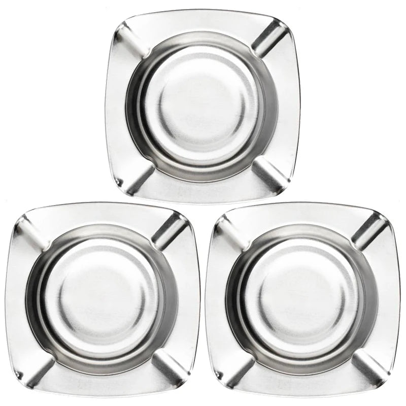 Stainless Smoke Ash Tray Smokeless Ashtray Holder Indoor Tabletop Metal Ash Tray Square and Round for Restrooms Coffee Shops