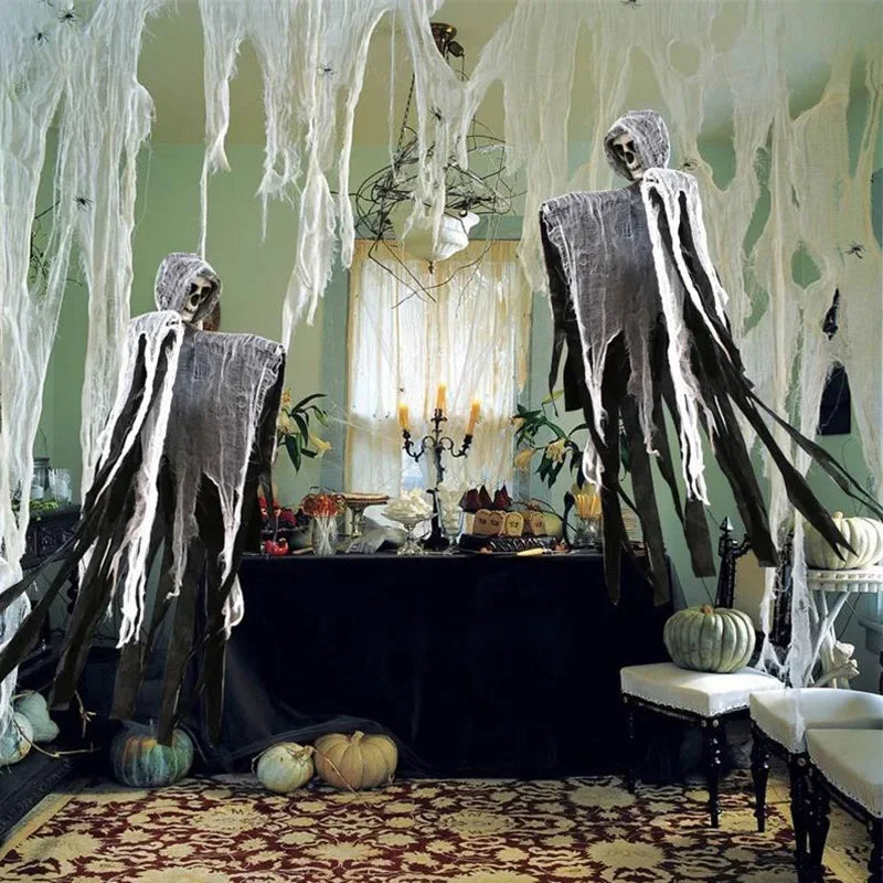 Halloween Hanging Skull Ghost Haunted House Decoration Horror Props Halloween Party Pendant Indoor Outdoor Home Door Bar Decor
