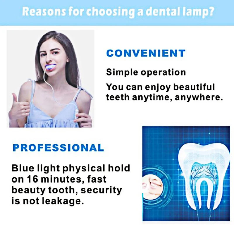Teeth Blue Light Whitening Instrument Universal Interface Portable Rechargeable Blue Light Oral Care Lamp Tool