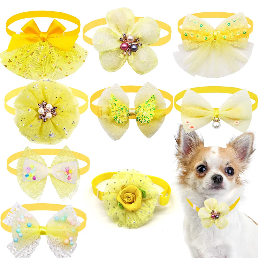 50PS Small Dog Cat Bowtie Cute Bulk Lace Pet Dog  Bowties Collar For Dogs  Grooming Accessories Pet Supplies For Small Dogs