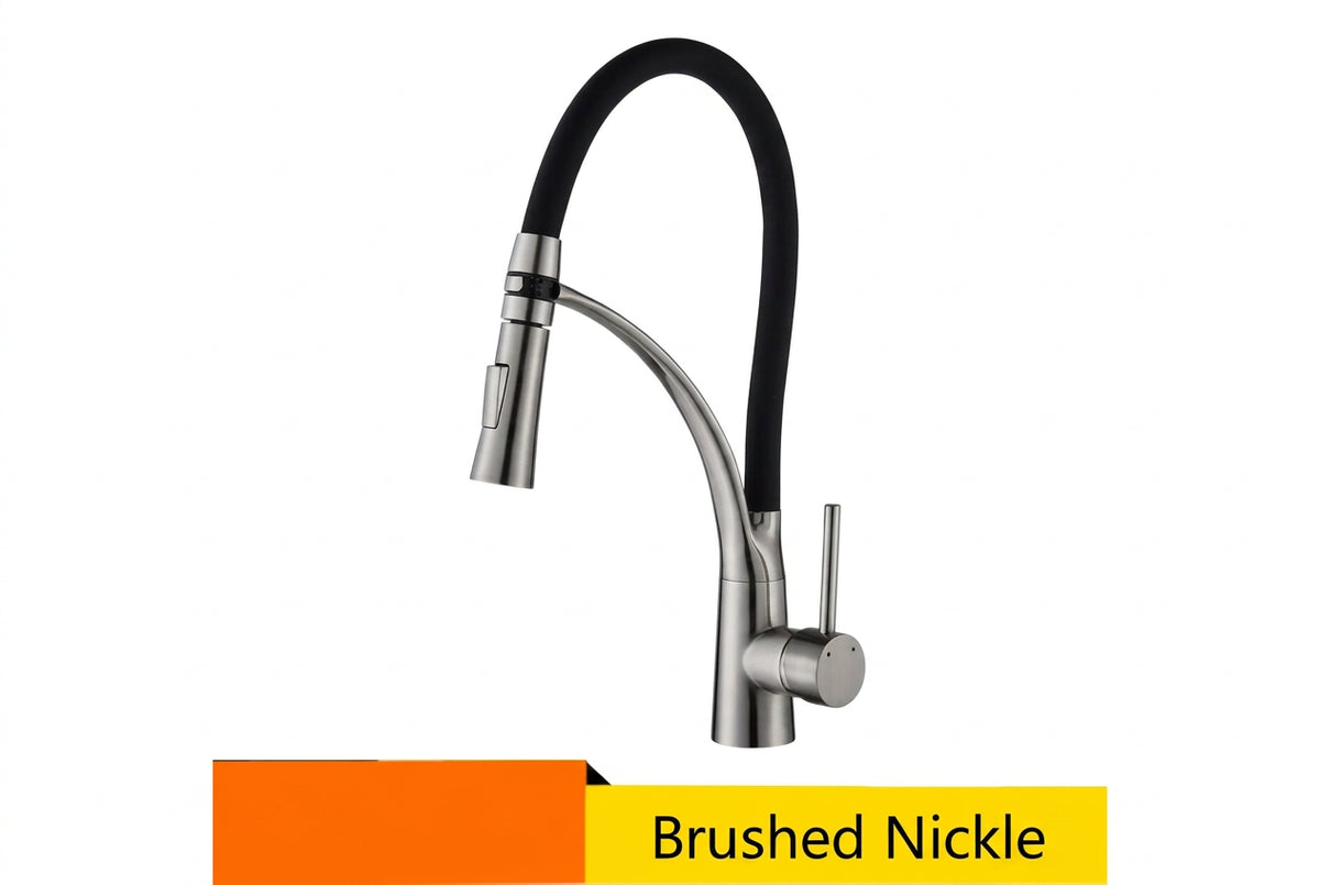 Black/Nickel/Chrome/Gold Rubber Kitchen Faucet Sink Faucet 360 Degree Rotation Pull Down Stream Sprayer Hot Cold Water Mixer Tap