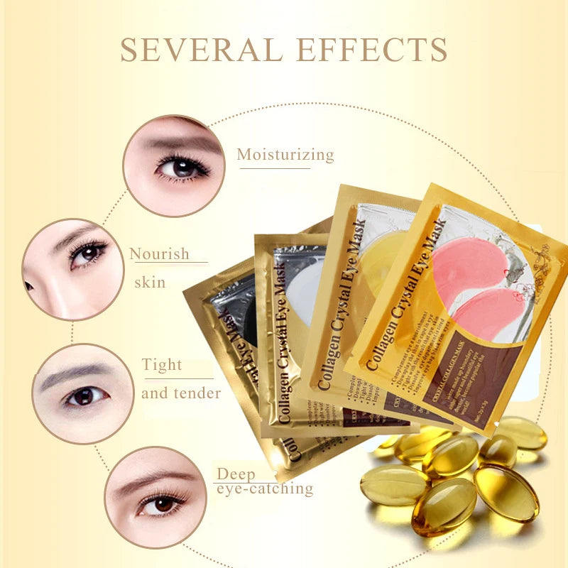 40pcs=20pairs Gold Collagen Crystal Eye Mask Anti dark circles under the eyes Firming Eye Patches Moisturizing Eyes Skin Care