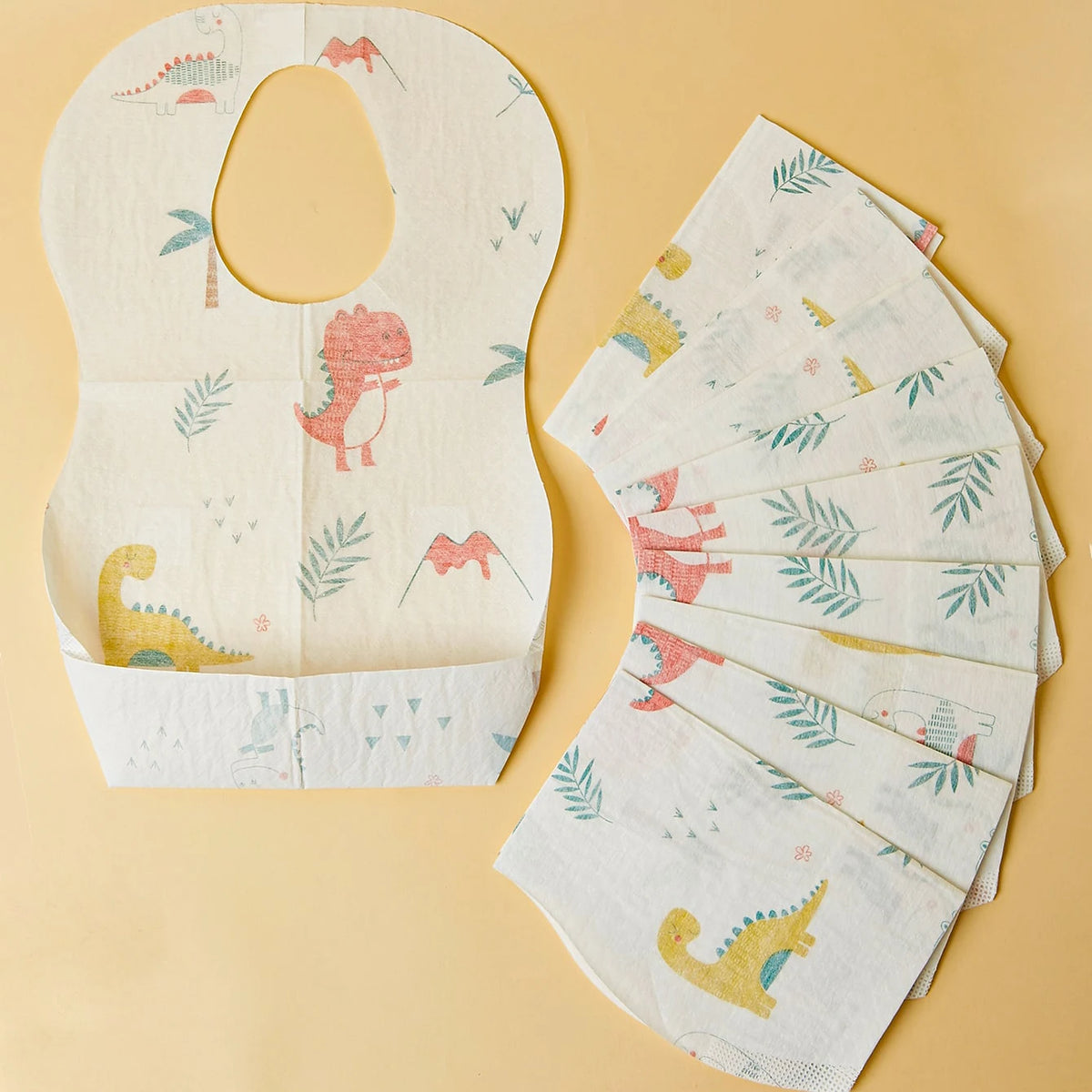 10 Pieces/bag Disposable Baby Bibs, Cute Cartoon Cleaning Bibs, Individual Single Pack, Perfect for Outdoor Travel Picnic