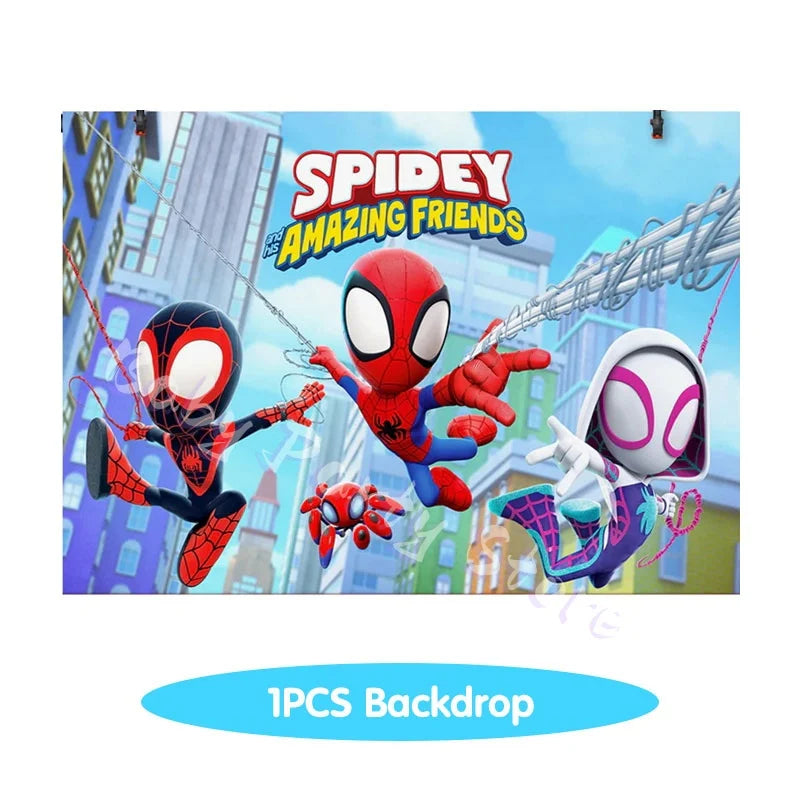 Spider And His Amazing Friends Birthday Decorations supplies Kit Plates Cups Tablecloth Backdrop Balloons Party decor gifts
