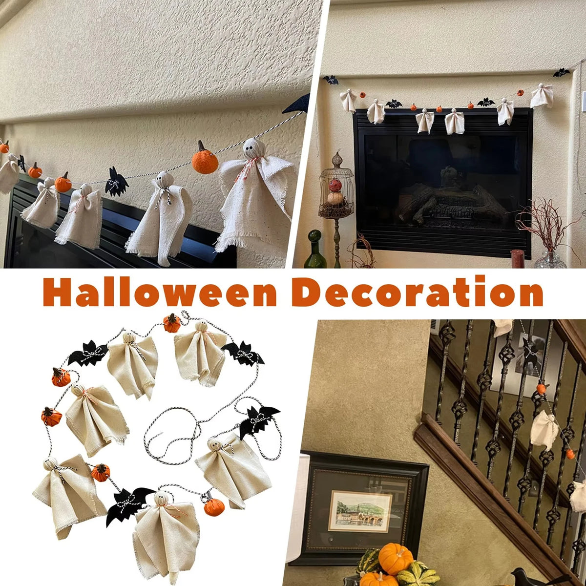 Halloween Ghost Garland Spooky Hanging Decor for Farmhouse Party Halloween Decoration Scary Hanging Ornaments
