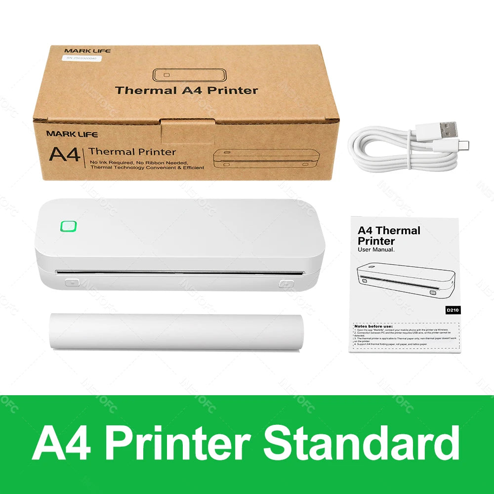 Portable A4 Thermal Printer Inkless Photo PDF Document Tattoo Printing Bluetooth Tattoo Stencil Printer For Office Home Travel