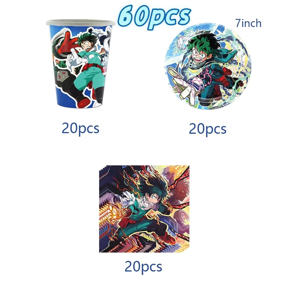 My Hero Academia Birthday Party Decoration Disposable Tableware Cup Plate Balloon Backdrop Banner Kid Favor Baby Shower Supplies