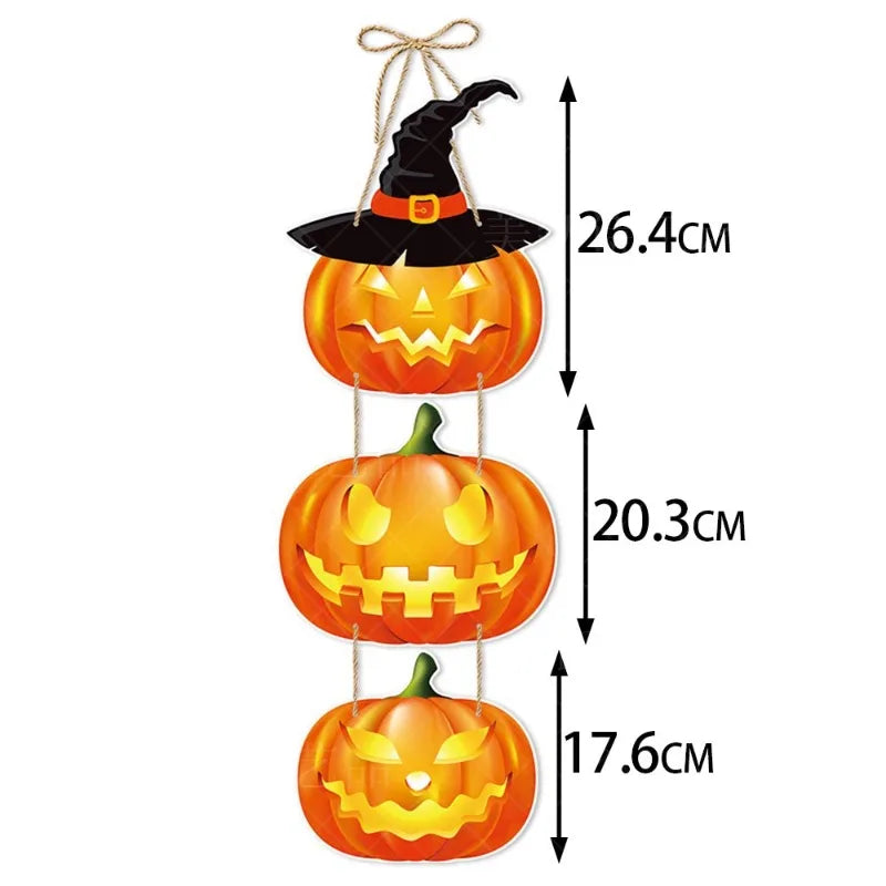 Halloween Party Door Decorations Horror Pumpkin Ghost Bat Hanging Pendent Paper Sign for Home Halloween Festival Party