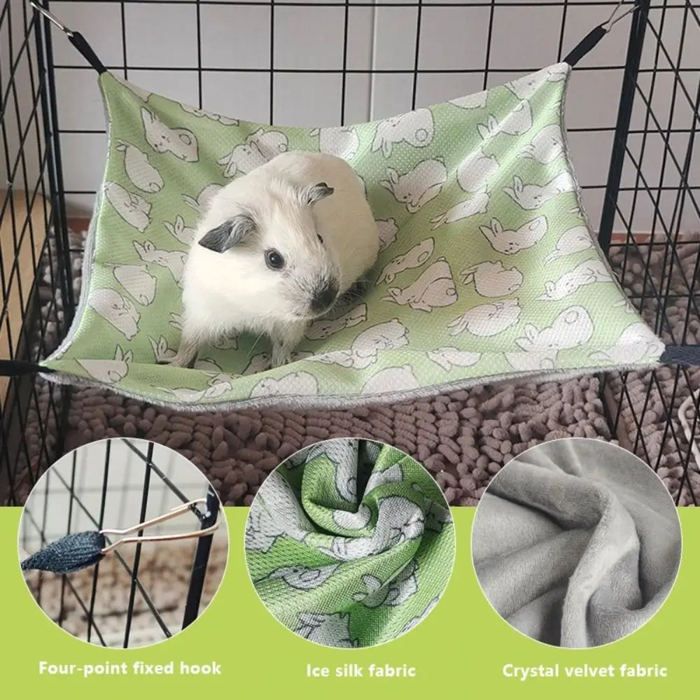 Creative Double-sided Guinea Pig Hammock Ice Silk Skin-Friendly Hamster Hammock Hanging Breathable Small Pet Supplies