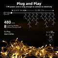 17M/10M/7.5M String Lights LED Fairy Garland Christmas Lights Waterproof Snowproof 8 Modes DIY Lamp Decoration for Home Garden Wedding Birthday Party New Year Street with 10 Cable Ties (15cm Each)