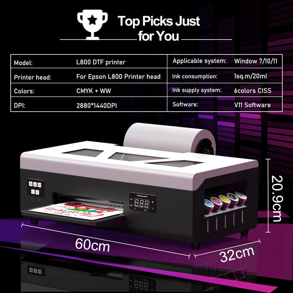 A4 DTF Printer For Epson L805 DTF Printer Direct Printing Transfer For Clothing Fabric T-shirt Jean Bag Printing Machine A4 DTF