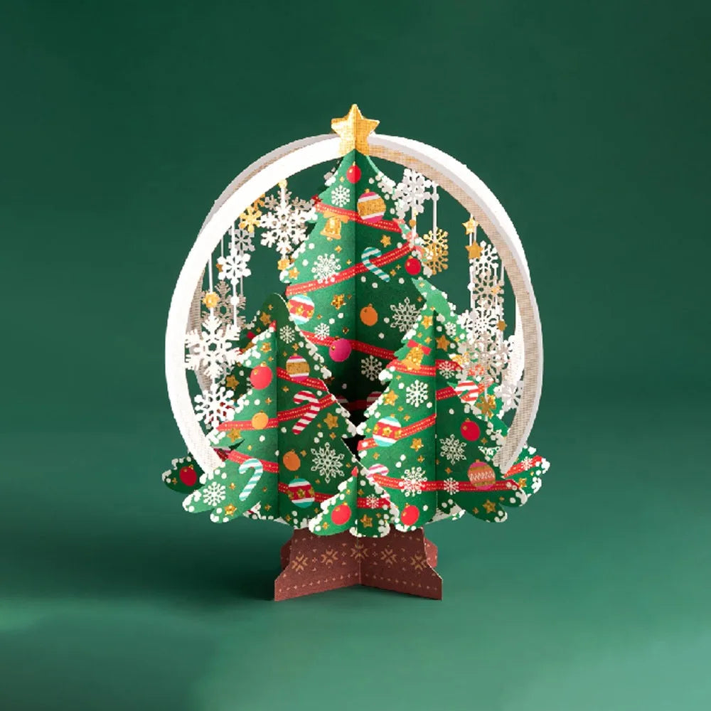 Paper Christmas 3D Greeting Card Gold Plated with Envelope Merry Christmas Blessing Cards Ornaments Craft Paper Carving Postcard