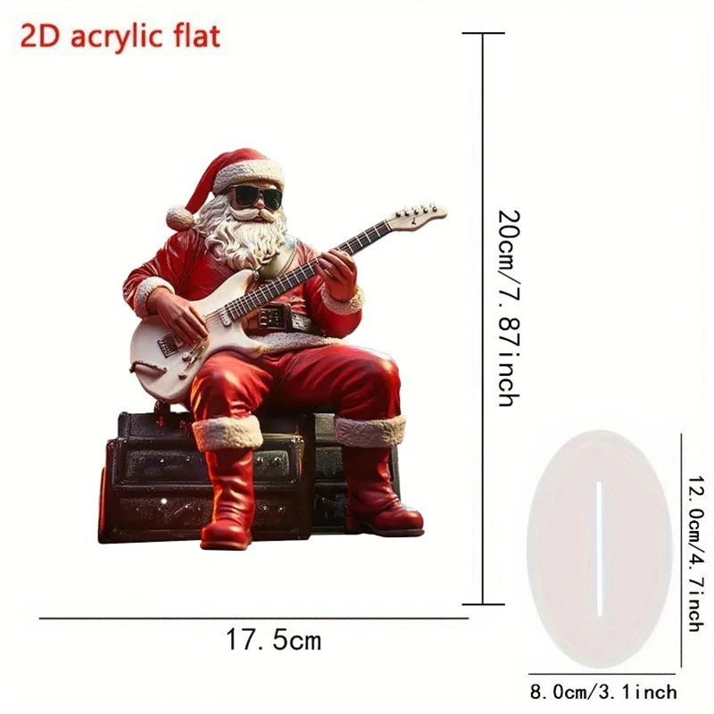Christmas Xmas Tree Desktop Ornament Santa Claus Reindeer Sled Tabletop Decoration With Base 2D Acrylic Navidad Party Supplies