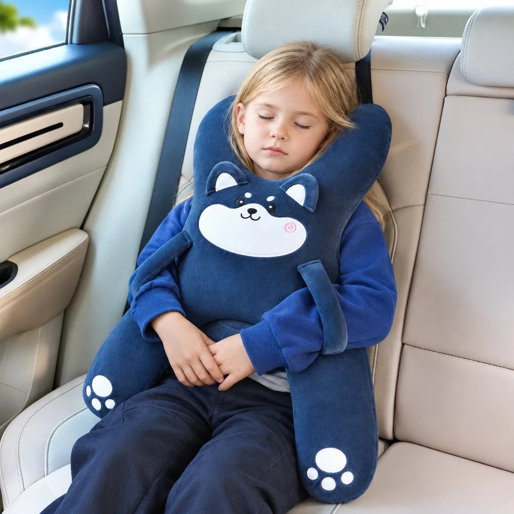 1PC Car Mounted Child Sleeping Pillow Car Cute Cartoon Pillow Car Removable Comfortable Breathable Headrest Lumbar Support