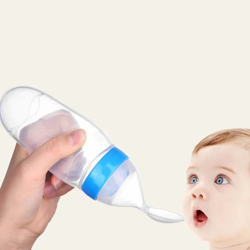 Baby Silicone Squeezing Feeding Bottle Newborn Baby Training Spoon Infant Cereal Food Supplement Feeder Baby Safe Tableware