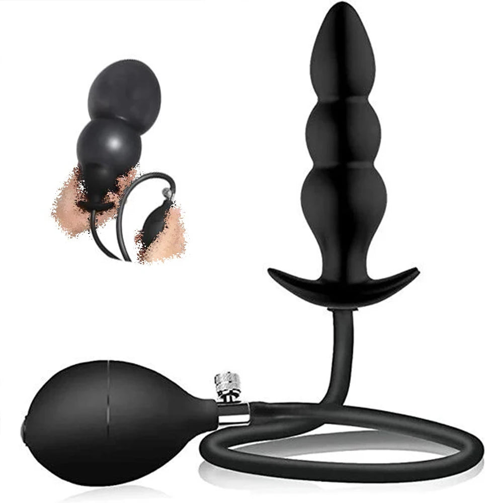 Folding Inflatable Anal Plug Super Huge BDSM Inflate Buttplug Expandable Dildo Pump Anal Dilator For Women/Men Vaginal Anal Toys