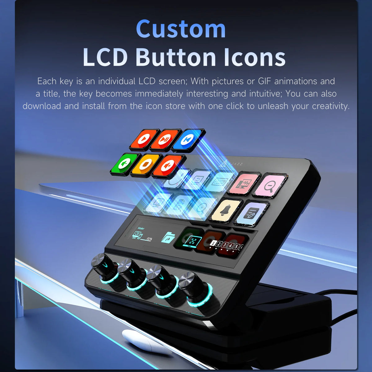 AJAZZ AKP05E PRO / AKP03E Visual Macro Pad, Programmable LCD Display Custom Keypad, Multi‑Knob Hot‑Swap Macro Keyboard for Video Editing Gaming Workflow