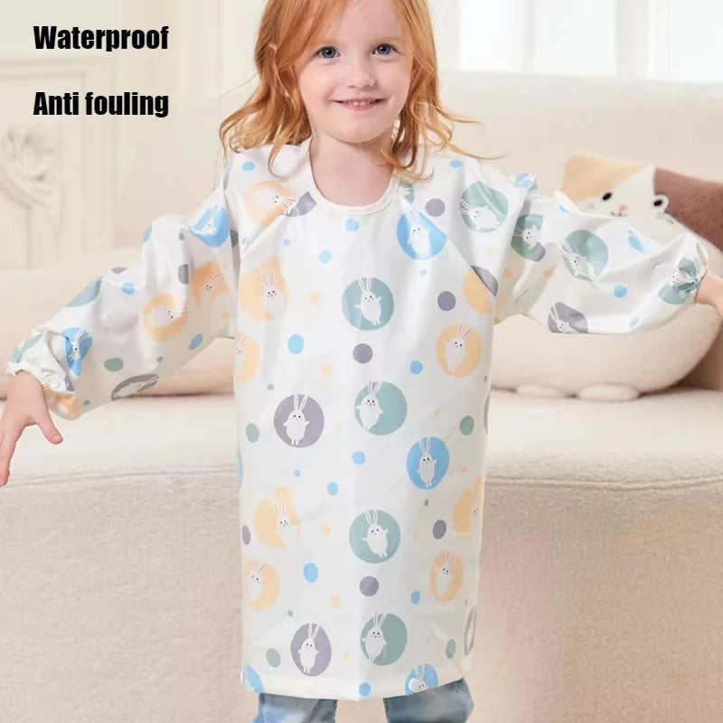 Baby Bibs Art Drawing Apron Toddlers Reverse Long Sleeve Waterproof Smock Boys Girls Bib Kindergarten Children Feeding Aprons