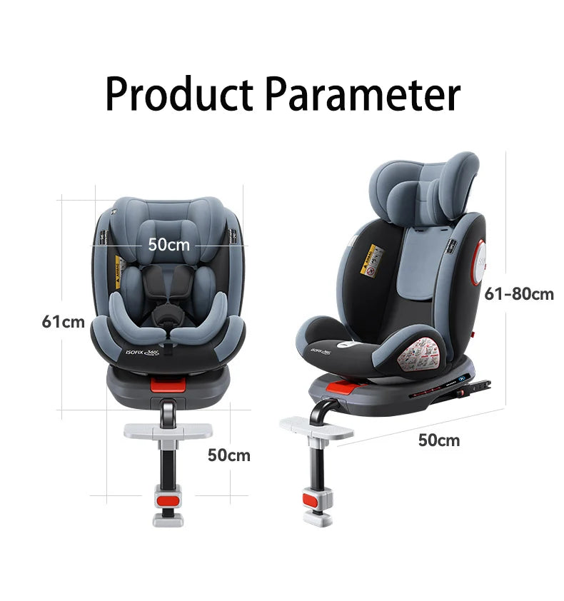 360° Swivel Baby Car Seat with Easy In Out Rotation ISOFIX I-Size R129 Child Seat 40-150cm 10-Position Headrest 4 Recline Angles Thick Padded Seat Side Impact Protection Rearward & Forward Facing for Infant Toddler Kids
