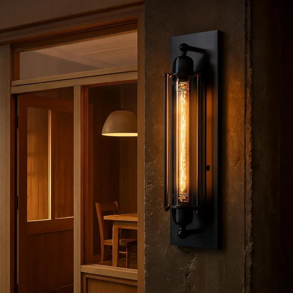 Industrial Metal Tube Retro Wall Lamp Black Ceiling Light Vintage Lamp Wall Light 45CM Flute Art Lighting Home Decor Wall Sconce
