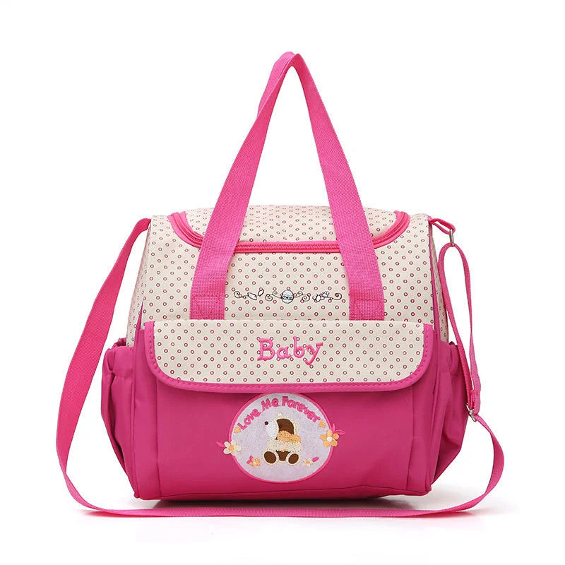 Fashionable Printed Cartoon Multifunctional One Shoulder Mommy Bag Portable Lightweight Diagonal Diaper Bag