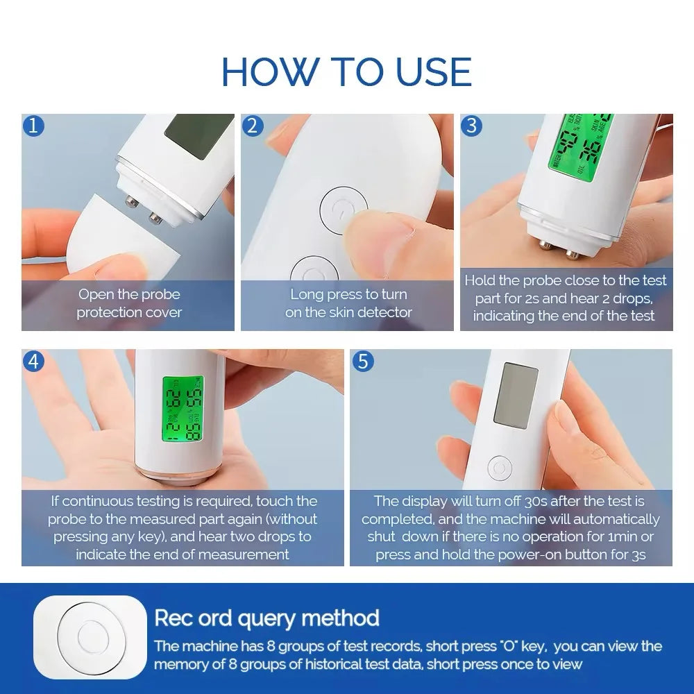 Skin Hydration Monitor Tester, Skin Analyzer Machine Professional, For Accurate Monitoring Of Skin's Oil And Moisture Levels