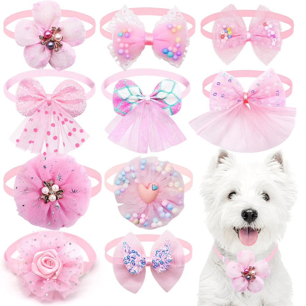 50PS Small Dog Cat Bowtie Cute Bulk Lace Pet Dog  Bowties Collar For Dogs  Grooming Accessories Pet Supplies For Small Dogs