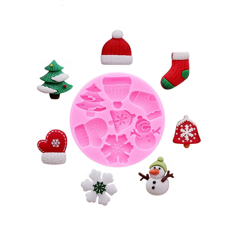 Christmas Series Bells Christmas Tree Snowman Snowhouse Chocolate Cake Silicone Mould DIY Resin Jewellery Accessories Drop Mold