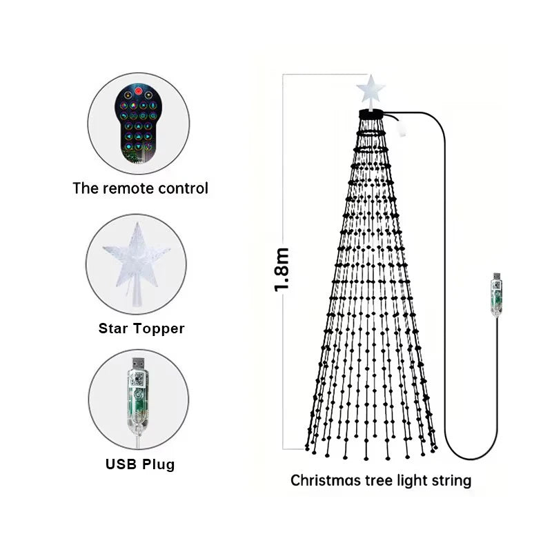 Smart Christmas Tree Lights Fairy LED Lights with Star Topper DIY Color Changing App Remote for Christmas Tree Decor 400LEDs