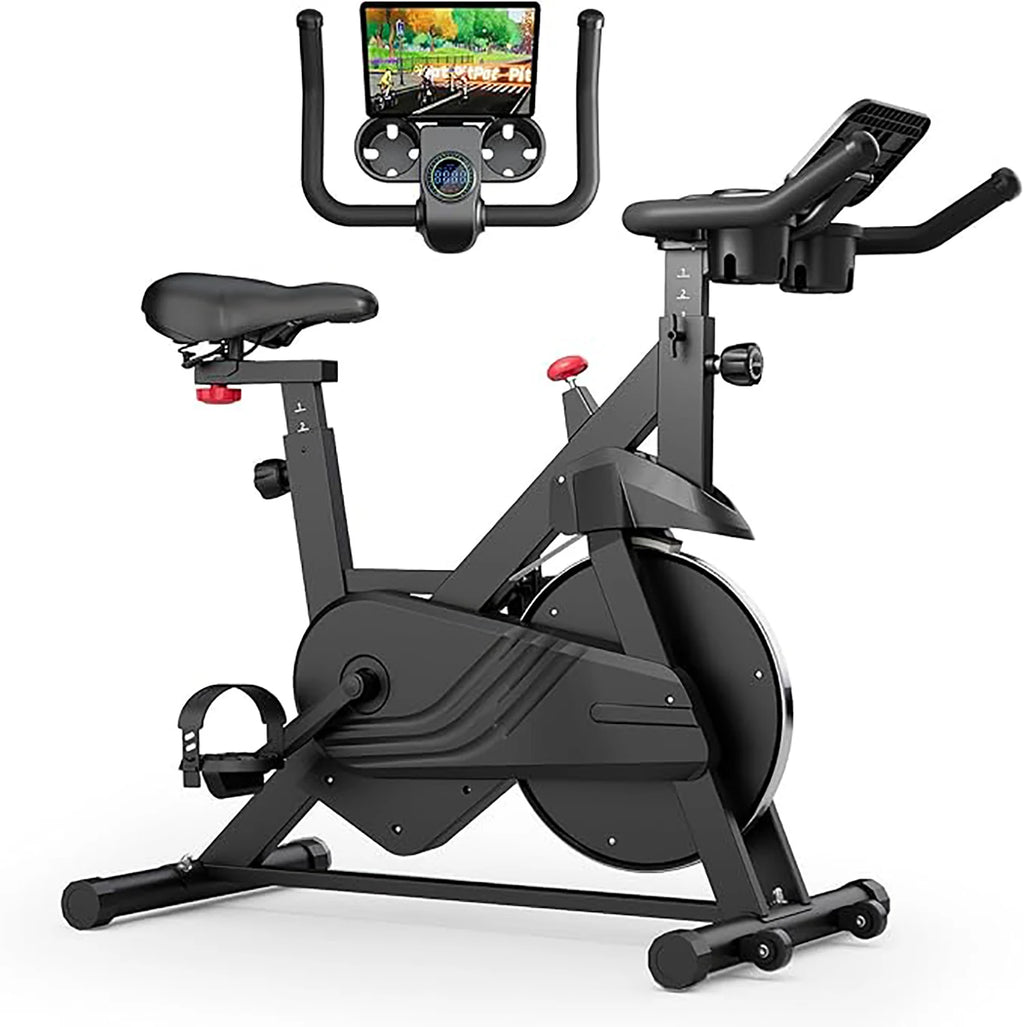 Superun Magnetic Control Exercise Bike Large Tablet Holder Comfortable Seat Indoor Cycling Bike Cardio Fitness Bike