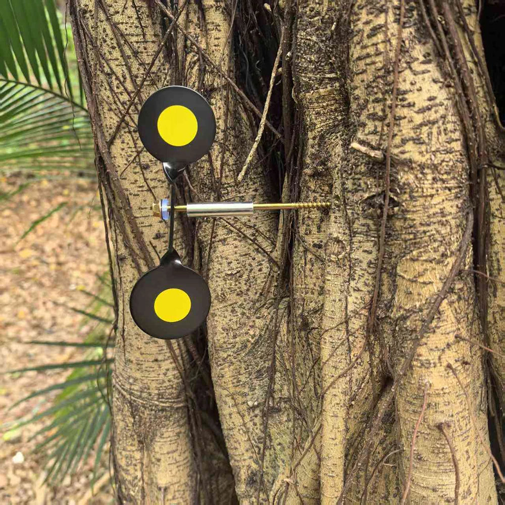 Thickened 3mm Indoor and Outdoor Slingshot Shooting Practice Double-Headed Round Target 360-Degree Rotating Steel Shooting Targe