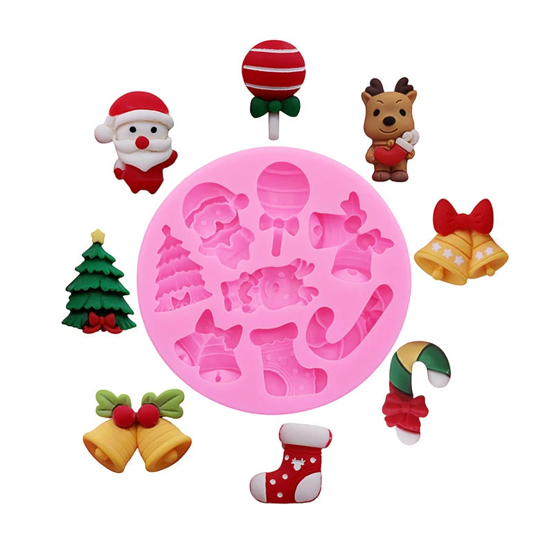 Christmas Series Bells Christmas Tree Snowman Snowhouse Chocolate Cake Silicone Mould DIY Resin Jewellery Accessories Drop Mold