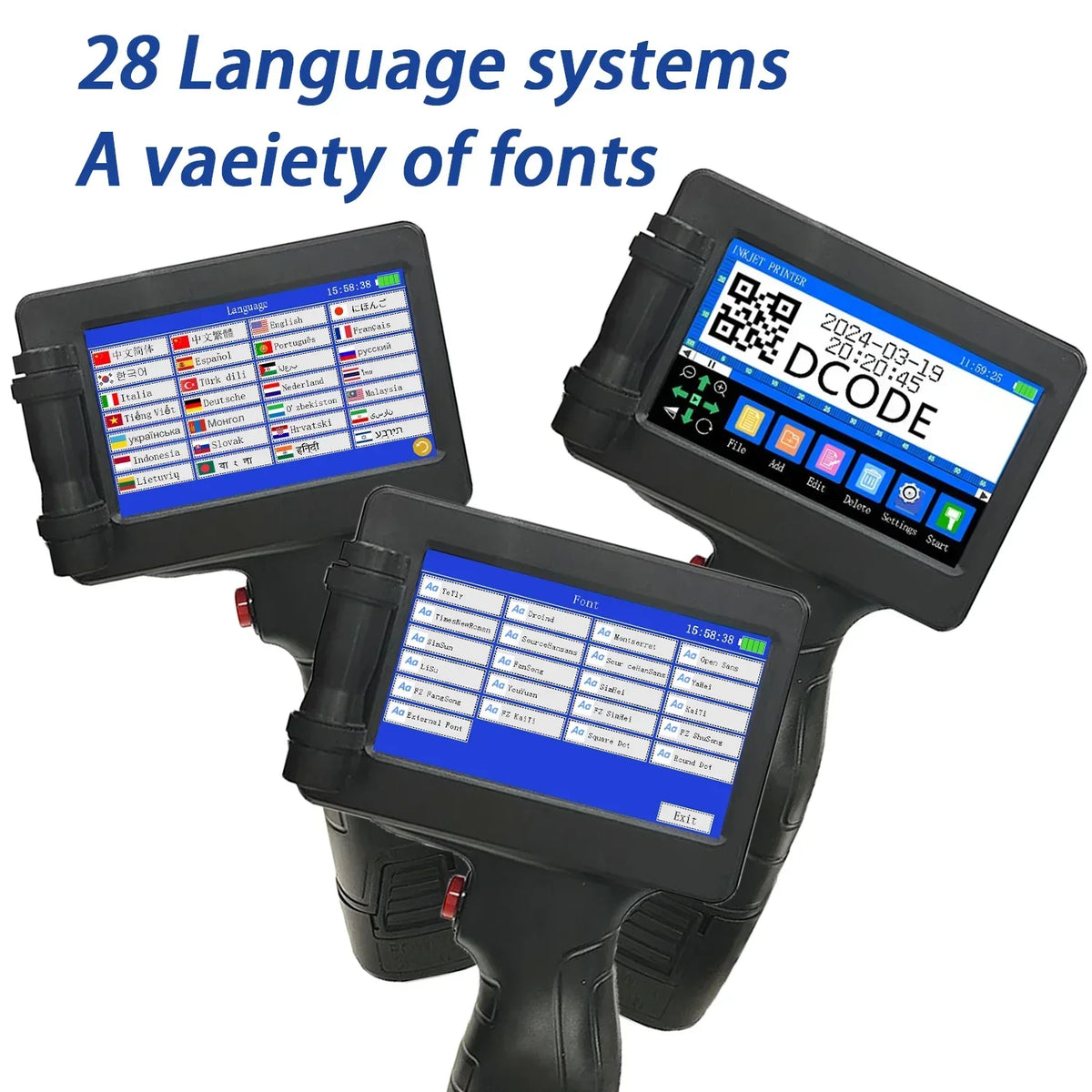 DCODE 1755PLUS Stampanti portatili da 12,7 mm Stampante a getto d'inchiostro portatile Testo QR Codice a barre Numero lotto Logo Immagine Data Macchina da stampa