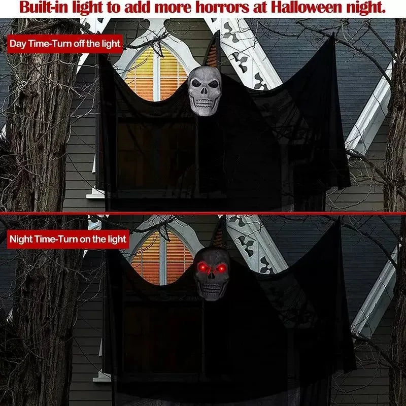 3.3M Halloween Ghost Hanging Decoration with Sound Activated and Glowing Eyes for Haunted House Escape Room Outdoor Prop Decor